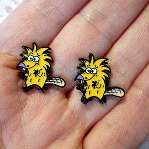 Norbert Earrings Beaver~Hypoallergenic